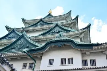 <p>The view of the traditional roofing style upon entering of castle</p>