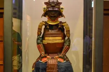<p>Body armour worn by a samurai into battle</p>