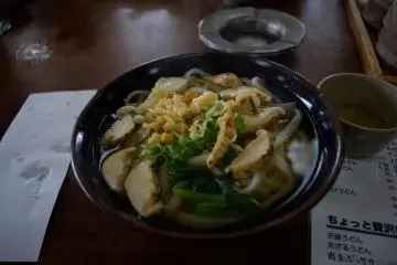 <p>Seasonal Matsutake Udon (Thick white noodles with a type of mushrooms called Matsutake)</p>