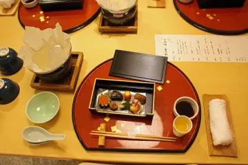 <p>The first course of a Japanese kaiseki meal at the Sugi no Yu's restaurant</p>