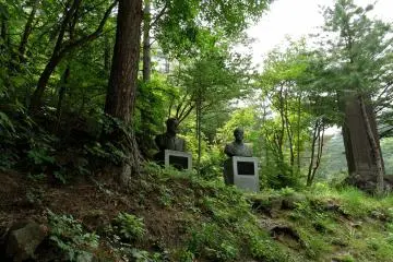 Statues en dessous des arbres