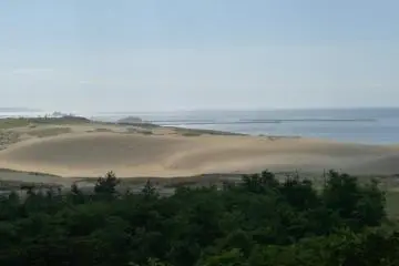 view from the museum onto the sand dunes