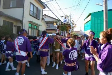 Mikoshi Shrine Festival participants working hard