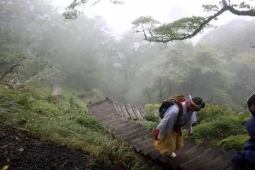 <p>The path to the first Test of Courage begins with these steep stairs</p>