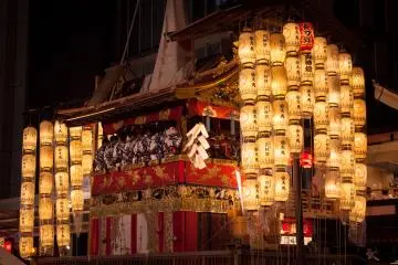 <p>Giant float on the evening before the procession</p>