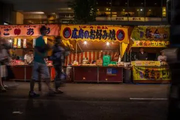 <p>The streets are lined with food stalls selling delicious festival food</p>