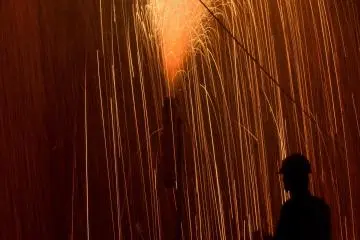 Tatsuehachiman Shrine Blow Tube Firework Festival in September