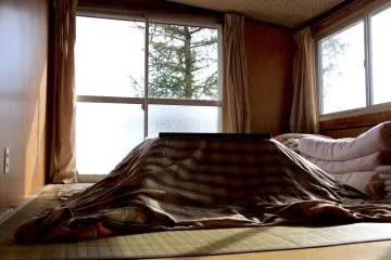 <p>Every room has its own kotatsu, a traditional Japanese heating table</p>