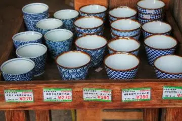 <p>Teacups with classical Japanese designs</p>