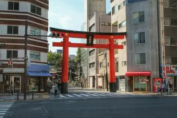 <p>Thr red torii you'll see when your exit Inaricho Station</p>