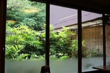 식당 뒷편 정원의 뷰