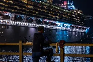 Fisherman enjoys the evening in Busan