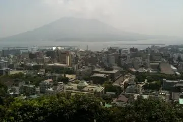 Sakurajima and Kagoshima City.