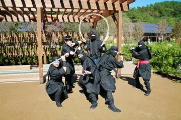 <p>Ninja performers will pose for you to take pictures</p>
