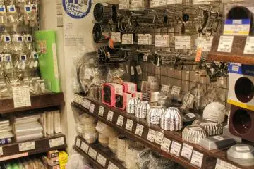 <p>In the back of the store are baking utensils</p>