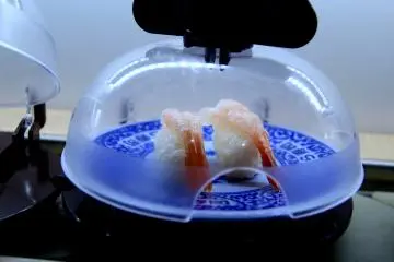 <p>Setiap piring sushi punya tutup pelindungnya</p>