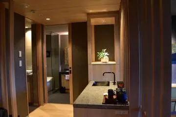 Suite rooms are equipped with a small kitchen and two toilets