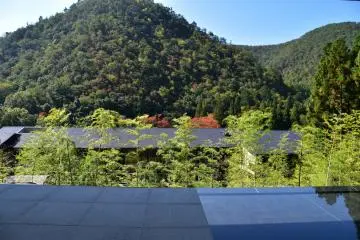 Beautiful mountain view from the hotel lobby. In mid October the leaves were beginning to turn color.