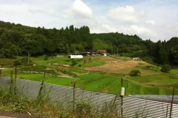 If you look closely, you can make out the white dots of farmers working on the fields