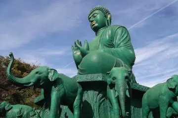 <p>Elephants guard the Buddha from his enemies</p>