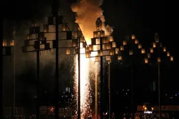 Fire shoots up to the sky