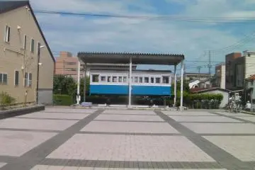 An old wooden train carriage on display