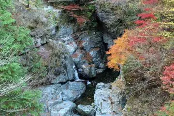 <p>Autumn leaves in the main Mitarai Falls area</p>