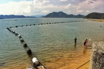The netted bathing area