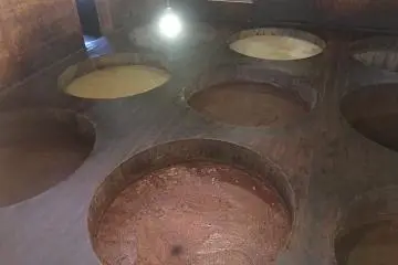<p>When a button is pressed, the lamp on top of the respective barrel will light up to show you the colour of the fermented soy beans.</p>