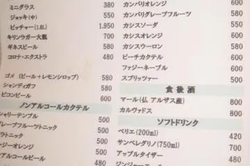 Drink Menu, August 2012