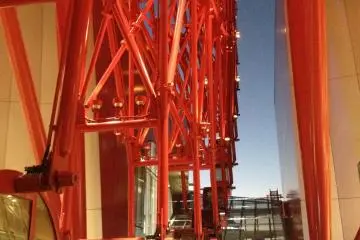 <p>Looking up at &nbsp;angle of the popular vermilion colored HEP Five</p>
