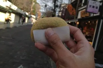 <p>Yomogi mochi before visiting Nara Park.</p>
