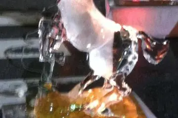 Chainsaw sculpted ice horse, get a look in quick, before it melts