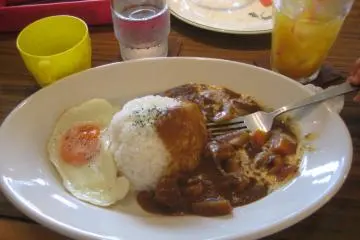 My order: Japanese Root vegetable (lotus root!), chicken curry-rice