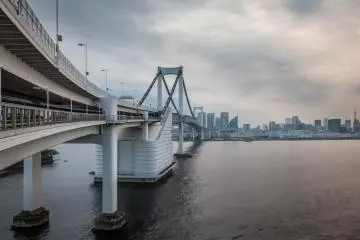 <p>Looking back along the bridge from the Odaiba end</p>
