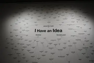 <p>Wall poster delineating Gehry's creative process</p>
