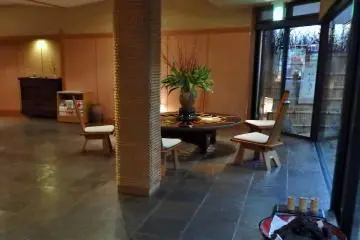 Inside the lobby of the ryokan