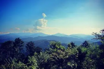 View of all the mountains in the area. If it's a clear day, you can see Mt. Fuji