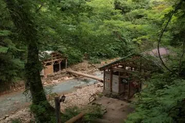 The baths hidden in the rich foliage