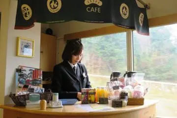 A cafe bar at the Ao Matsu train