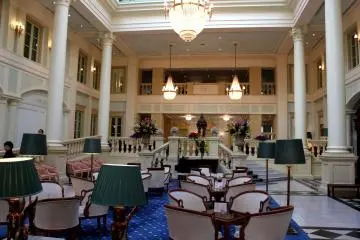 <p>Hotel lobby at night</p>
