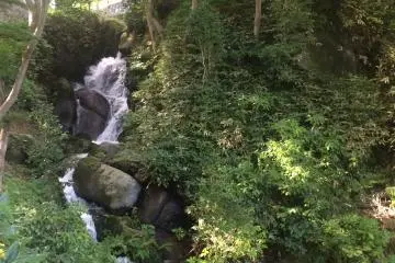 One of the many waterfalls cutting through the castle grounds.
