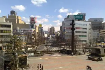 The view from Morioka station over downtown Morioka