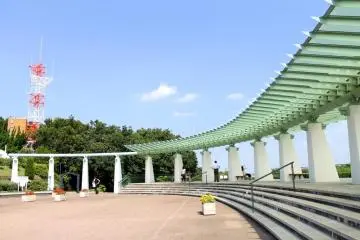 The artistically designed arc-shaped roof of the park's kiosk or relaxing shed (Photo: Tyra 'nell Pille)