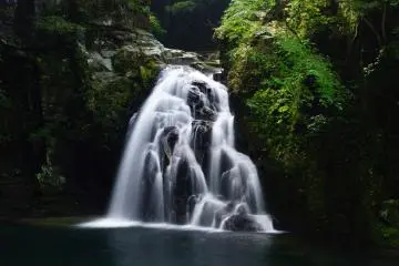 Vue des chutes d'eau le long du chemin de quatre kilomètres