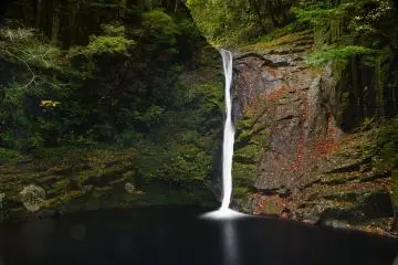 Il y a de grandes chutes d'eau près des falaises où les ninjas auraient pratiqué l'escalade dans le passé