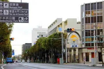 One of the main roads of Numazu, yet it's not as busy as those in big cities like Tokyo.