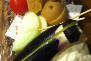 A selection of local veg ready for the charcoal grill