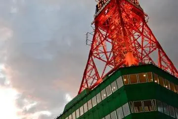 The tower up close, with the observation deck in view near the top.