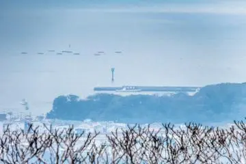 A lighthouse in the far distance
